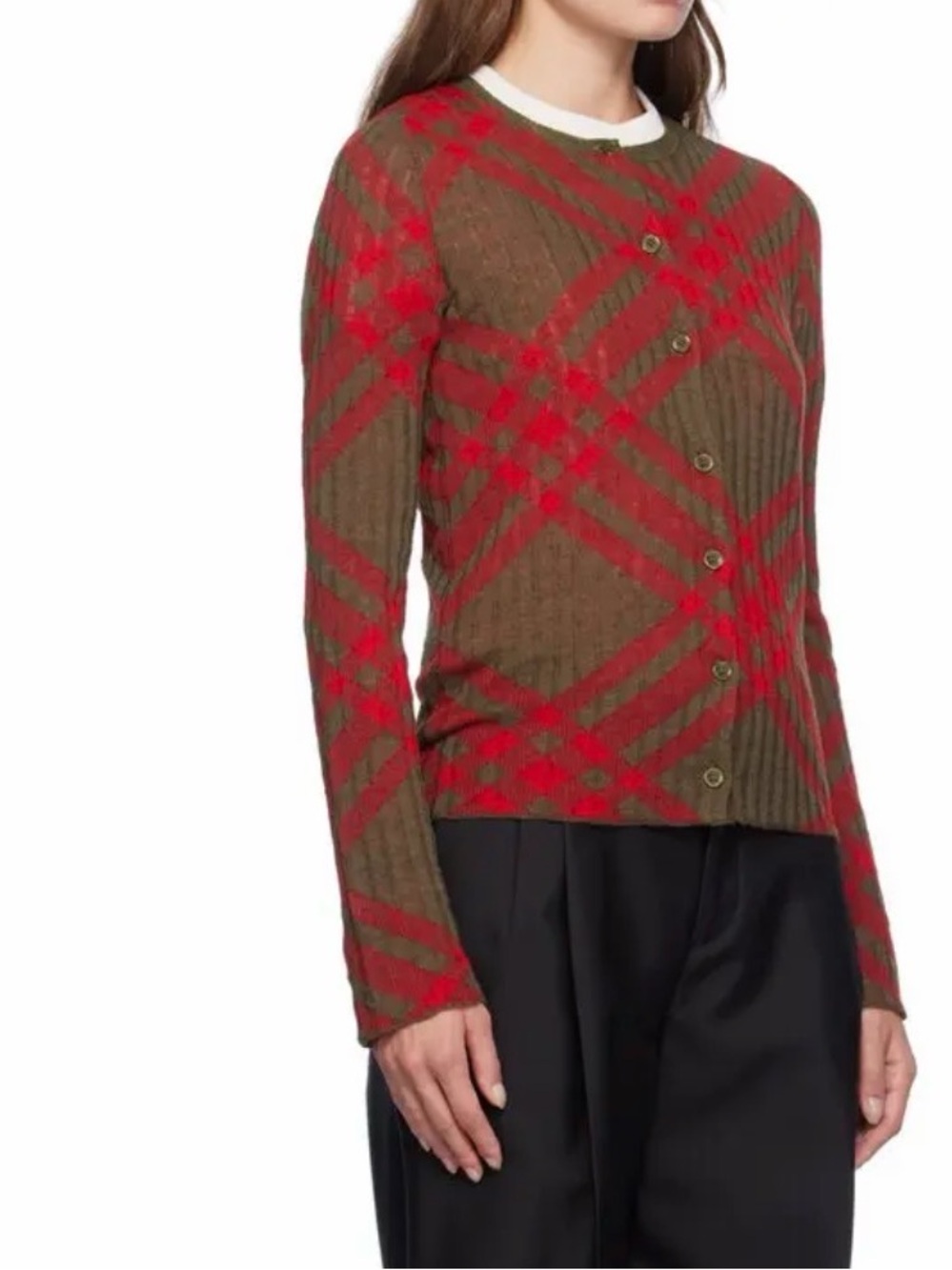 Authentic NWT Burberry Checked Cardigan Large women’s - Picture 2 of 15